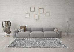 Machine Washable Abstract Gray Contemporary Rug in a Living Room,, wshcon1672gry