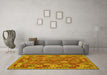 Machine Washable Oriental Yellow Traditional Rug in a Living Room, wshcon1673yw