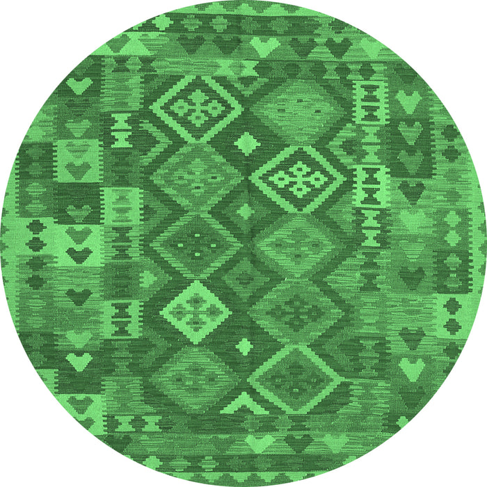 Round Oriental Emerald Green Traditional Rug, con1673emgrn