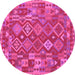 Round Oriental Pink Traditional Rug, con1673pnk