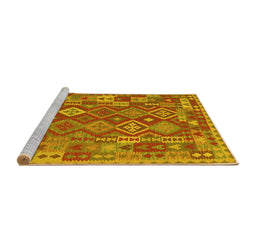 Sideview of Machine Washable Oriental Yellow Traditional Rug, wshcon1673yw