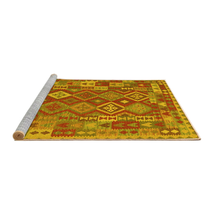 Sideview of Machine Washable Oriental Yellow Traditional Rug, wshcon1673yw