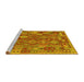 Sideview of Machine Washable Oriental Yellow Traditional Rug, wshcon1673yw