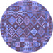 Round Machine Washable Oriental Blue Traditional Rug, wshcon1673blu