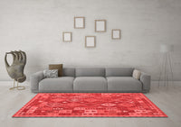 Machine Washable Oriental Red Traditional Rug, wshcon1673red