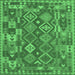 Square Oriental Emerald Green Traditional Rug, con1673emgrn