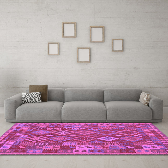 Machine Washable Oriental Purple Traditional Area Rugs in a Living Room, wshcon1673pur