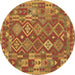 Round Oriental Brown Traditional Rug, con1673brn