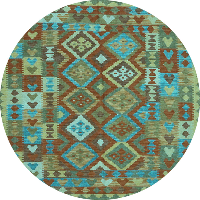 Round Oriental Light Blue Traditional Rug, con1673lblu