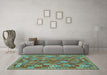 Machine Washable Oriental Light Blue Traditional Rug in a Living Room, wshcon1673lblu