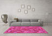 Machine Washable Oriental Pink Traditional Rug in a Living Room, wshcon1673pnk