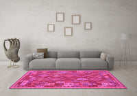 Machine Washable Oriental Pink Traditional Rug, wshcon1673pnk