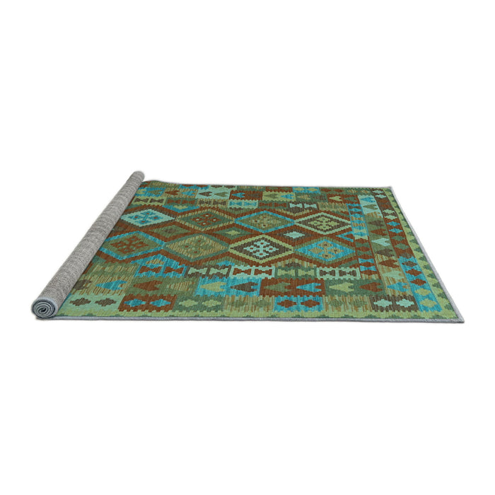 Sideview of Machine Washable Oriental Light Blue Traditional Rug, wshcon1673lblu
