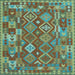 Square Machine Washable Oriental Light Blue Traditional Rug, wshcon1673lblu