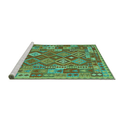 Sideview of Machine Washable Oriental Turquoise Traditional Area Rugs, wshcon1673turq