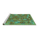 Sideview of Machine Washable Oriental Turquoise Traditional Area Rugs, wshcon1673turq