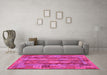 Machine Washable Oriental Pink Traditional Rug in a Living Room, wshcon1674pnk