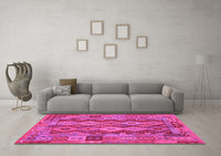 Machine Washable Oriental Pink Traditional Rug, wshcon1674pnk