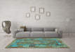 Machine Washable Oriental Light Blue Traditional Rug in a Living Room, wshcon1674lblu