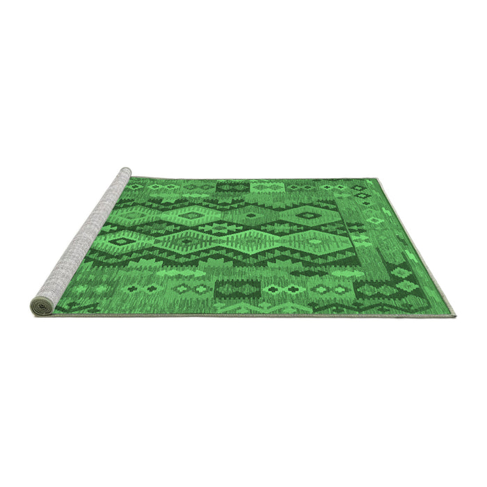 Sideview of Machine Washable Oriental Emerald Green Traditional Area Rugs, wshcon1674emgrn