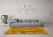 Machine Washable Oriental Yellow Traditional Rug in a Living Room, wshcon1674yw