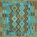 Square Machine Washable Oriental Light Blue Traditional Rug, wshcon1674lblu