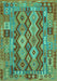 Machine Washable Oriental Turquoise Traditional Area Rugs, wshcon1674turq