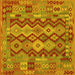 Square Machine Washable Oriental Yellow Traditional Rug, wshcon1674yw