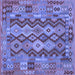 Square Machine Washable Oriental Blue Traditional Rug, wshcon1674blu