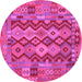 Round Oriental Pink Traditional Rug, con1674pnk