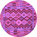 Round Oriental Purple Traditional Rug, con1674pur