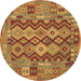 Round Machine Washable Oriental Brown Traditional Rug, wshcon1674brn