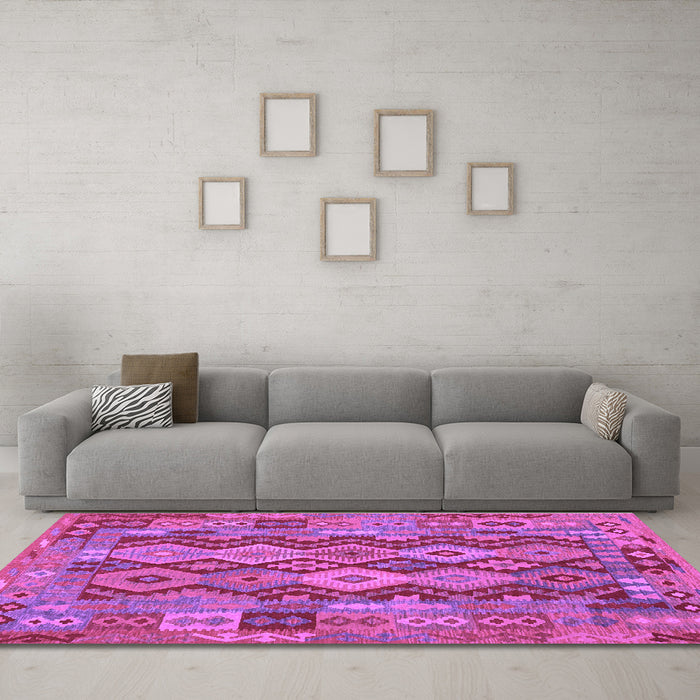 Machine Washable Oriental Purple Traditional Area Rugs in a Living Room, wshcon1674pur