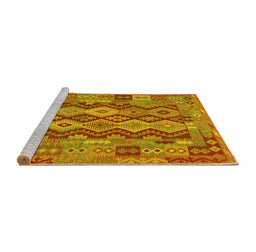 Sideview of Machine Washable Oriental Yellow Traditional Rug, wshcon1674yw