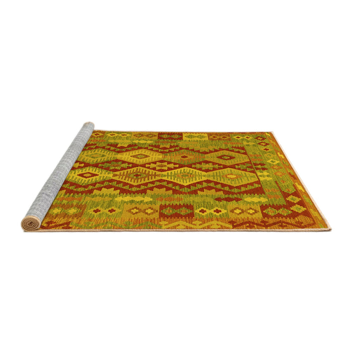 Sideview of Machine Washable Oriental Yellow Traditional Rug, wshcon1674yw