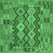 Square Machine Washable Oriental Emerald Green Traditional Area Rugs, wshcon1674emgrn