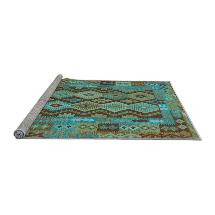 Sideview of Machine Washable Oriental Light Blue Traditional Rug, wshcon1674lblu