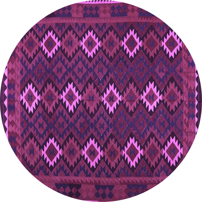 Round Machine Washable Oriental Purple Traditional Area Rugs, wshcon1675pur