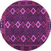 Round Machine Washable Oriental Purple Traditional Area Rugs, wshcon1675pur