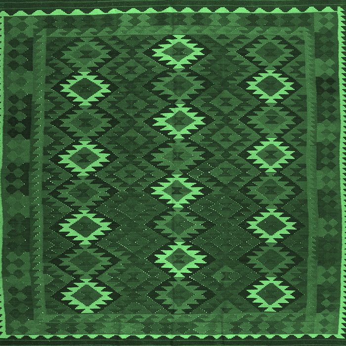 Square Machine Washable Oriental Emerald Green Traditional Area Rugs, wshcon1675emgrn