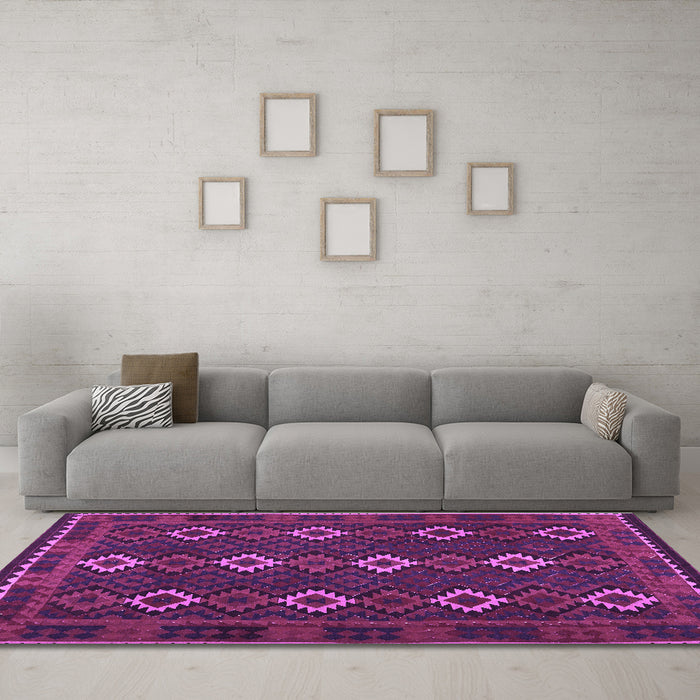Machine Washable Oriental Purple Traditional Area Rugs in a Living Room, wshcon1675pur