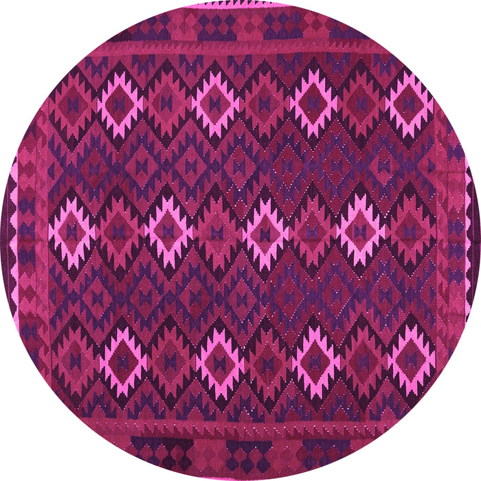 Round Machine Washable Oriental Pink Traditional Rug, wshcon1675pnk