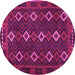 Round Machine Washable Oriental Pink Traditional Rug, wshcon1675pnk