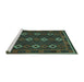 Sideview of Machine Washable Oriental Turquoise Traditional Area Rugs, wshcon1675turq