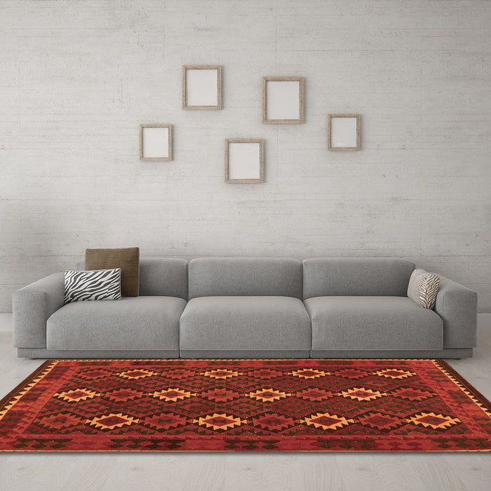 Machine Washable Oriental Orange Traditional Area Rugs in a Living Room, wshcon1675org