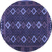 Round Machine Washable Oriental Blue Traditional Rug, wshcon1675blu