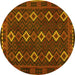 Round Oriental Yellow Traditional Rug, con1675yw