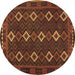 Round Machine Washable Oriental Brown Traditional Rug, wshcon1675brn