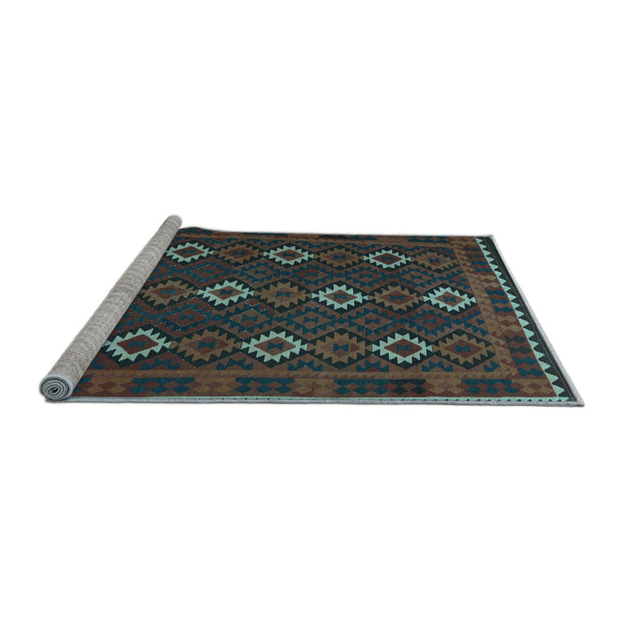 Sideview of Machine Washable Oriental Light Blue Traditional Rug, wshcon1675lblu