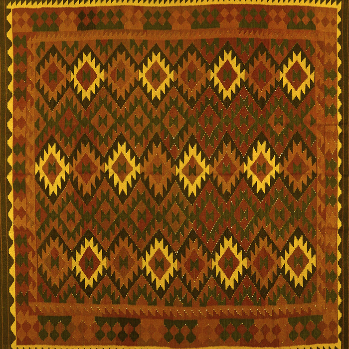 Square Machine Washable Oriental Yellow Traditional Rug, wshcon1675yw